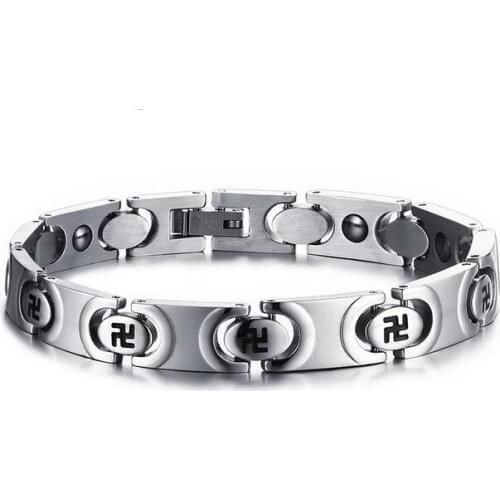 Hot sale 316L Stainless Steel Mens Women religious Link Chain Health magnet Bracelet 9mm 8.26