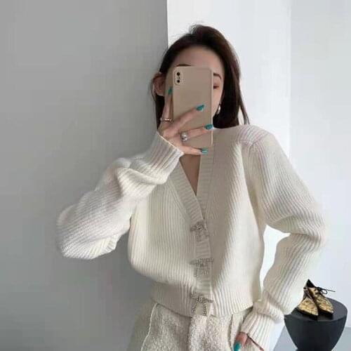 Harteen Fashionable Office Lady Women Long Sleeve Korean Knitted Top Femme All-Match 2021 New Cardigan Sweater Casaco Feminino