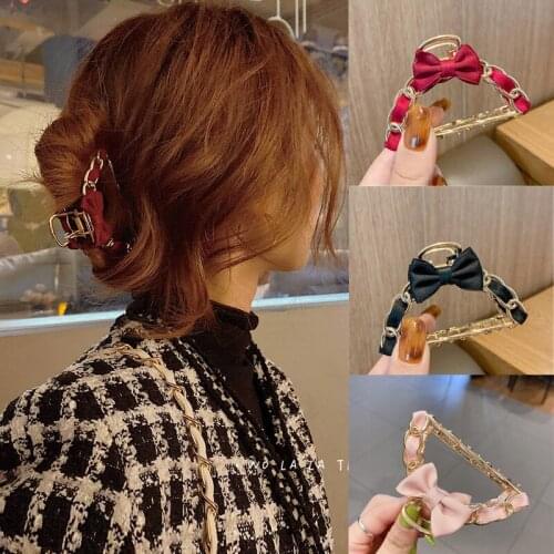MueRaa Korean Style Alloy Bow Elegant Hair Claws For Women Girls Hair Clips Hair Accessories Fashion Gold Lady Headwear Ornament