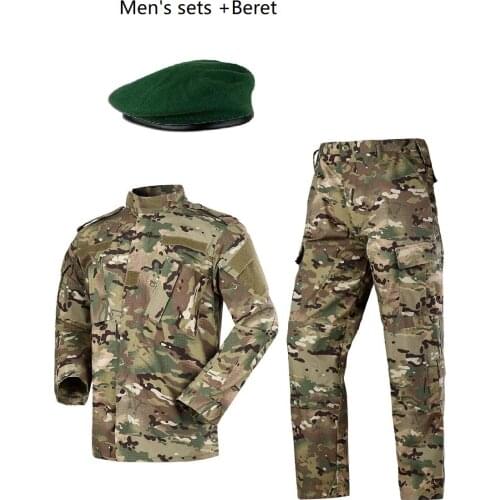 Mens Sets Multicam U.S Army Uniform Ribstop Military Uiforms With Beret Hat Blaclava*1