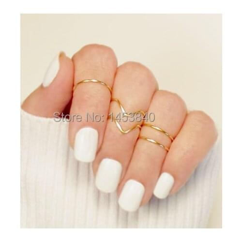 Wholesale Knuckle Ring Set of 50, Above Knuckle Ring Set, 20 Chevron 30 Band Adjustable Midi Stacking Dainty Gold (50pcs/lot)
