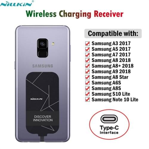 Nillkin Qi Wireless Charging Receiver for Samsung Galaxy A5 2017 A8 2018 A7 Pro A6S A8S S10 Lite Note 10 Lite USB Type-C Adapter
