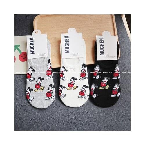 Disney Mickey White Black Anime Figures Cartoon Product Cosplay Socks Casual Short Sock Summer Unisex Gifts