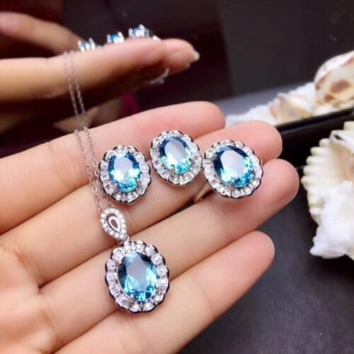 New imitation natural Topa stone set burst color treasure ring earring pendant girl