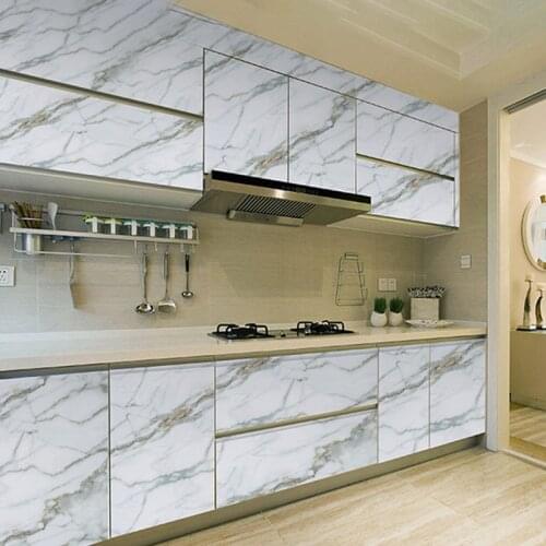 5m/10m White Marble WallPaper Kitchen Contact Paper Countertop Desktop Sticker Waterproof Self Adhesive Marmol Wallpaper Roll