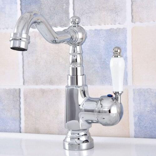 Polished Chrome Ceramic Handle Basin Sink Faucet Bathroom Kitchen Hot And Cold Faucet Basin Tap And Kitchen Taps