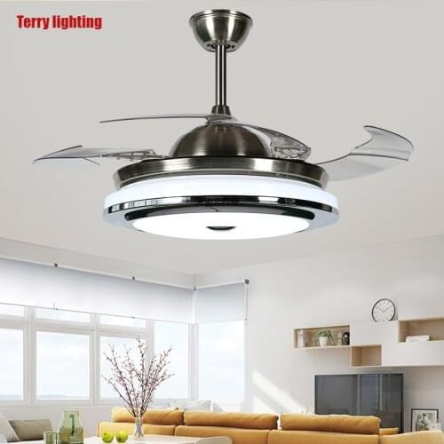 European style modern high quality invisible ceiling fan lamp acrylic led ceiling fan 110V / 220V wireless control ceiling fan l