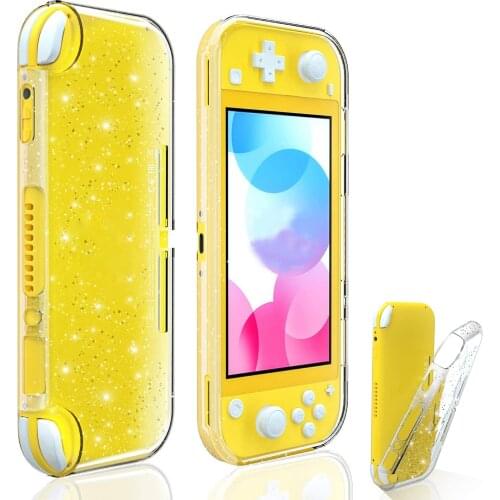 Clear TPU Soft Glitter Case Protective Cover Bling Shell for Nintend Switch NS Lite Console Crystal Transparent Back Protector