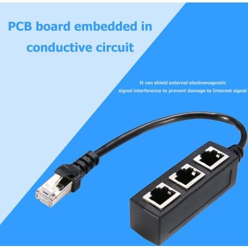 RJ45 Plug Splitter Ethernet Cable LAN Network Adapter 1 Male to 3 Female Port for Household Computer Accessories