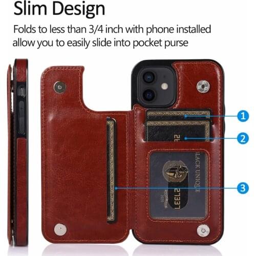 Luxury Phone case for iPhone 12 Case 12 Pro Flip holder for iPhone 12 mini 11 Pro Max Leather Credit Card Pocket Wallet Cover