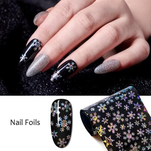 Mtssii 100x4cm Xmas Pattern for Nail Sticker 3D Snowflake Star Laser Glitter Christmas Nail Art Transfer Foils