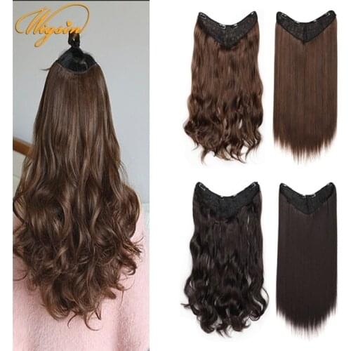 WIGSIN Synthetic Long Straight Curly 24Inch One Piece Clip in Hair Extension Natural Black Brown Blond Hairpiece for Women