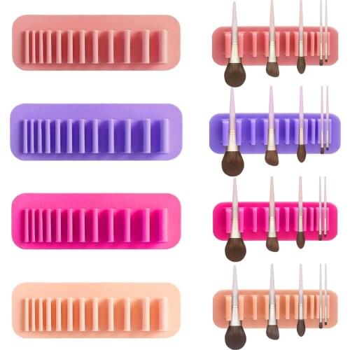 Silicone Wall Mounted Nail Makeup Brush Holder Storage Rack Hanger Case