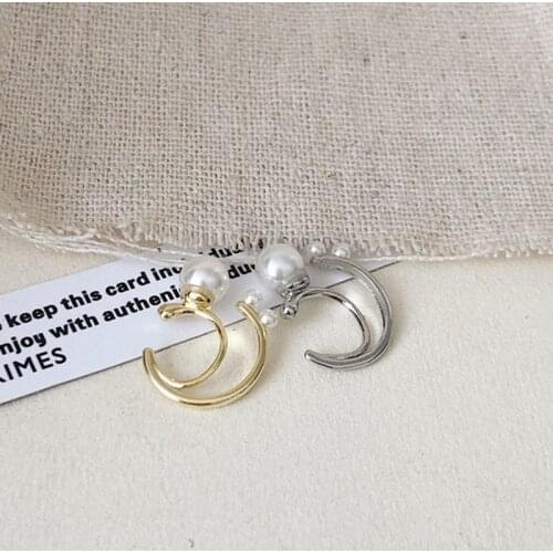 Simple Fashion Double Layers Open Circle Earcuff Pearl Clip on Earrings for Women No Piercing Ear cuff Fake Earrings Jewelry