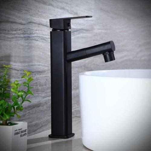 Basin Faucets Pull Out White Bathroom Sink Crane Copper Black Sink Mixer Taps Hot and Cold Deck Mounted Antique Bathroom Faucet