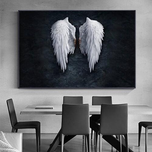Modern Black Angel Wings Canvas Painting Art Poster and Print Art Picture Living Room Home Decoration Wall Decor Dark Souls