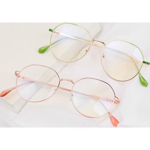 Ultralight Metal Round Frame Myopia Glasses Anti-UV Flat Mirror Eyewear High-definition Reduces Eye Strain Blue Rays Radiation