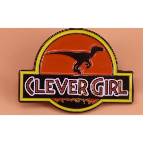 Clever girl enamel pin dinosaur badge raptor brooch feminist pins cute animal jewelry gifts for women accessories