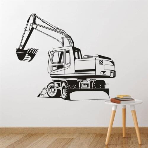 Vinyl Wall Sticker Of Digger Construction Machine Vinyl Wall Decals Boys Playroom Decoration Construction Truck Murals AZ1034