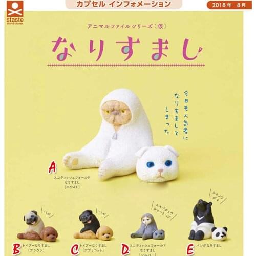 Japan genuine Capsule toy kawaii funny pug pretending poodle Asiatic Black Bear pretending panda gashapon figures blind box