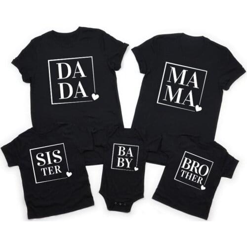 Funny Mama Dada Baby Family Matching Tshirts Mommy and Me Siblings Brother Sister Shirts Summer Cotton Family Vacation Outfits