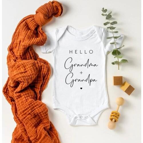 Hello Grandma & Grandpa Baby Bodysuits Infant Baby Boys Girls Onesies Pregnancy Announcement To Grandparents Baby Shower Gift