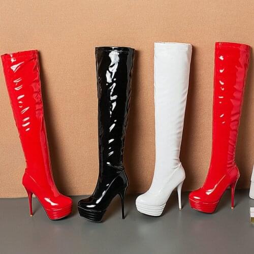 Sexy over the knee high boots women winter snow high heels platform boots shoes party wedding shoes woman size 41 42 43