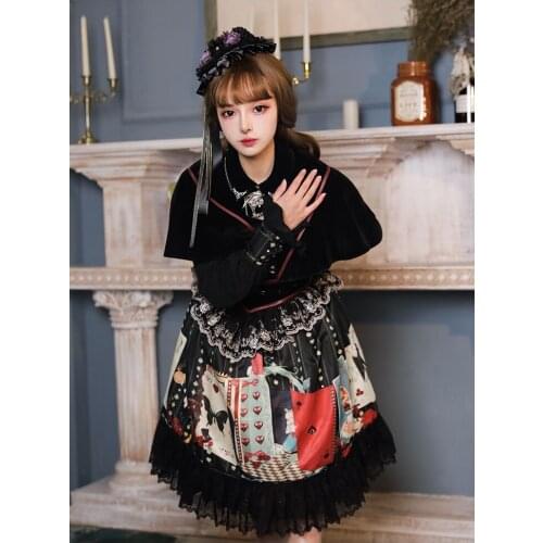 Gothic retro sweet lolita dress square collar cross bandage lace printing victorian dress kawaii girl gothic lolita op loli cos