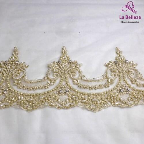 1 yard New black/off white beautiful handmade beaded lace trimming