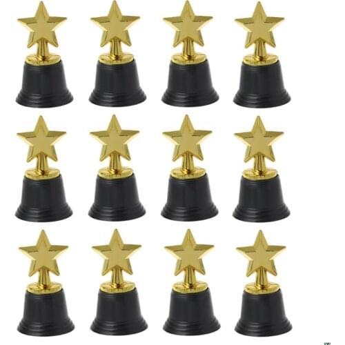 12PCS Star Gold Award Trophies 4.5" Gold Star Trophy For Awards Winners Oscar Awards Hollywood Parties Bulk School Kindergarten