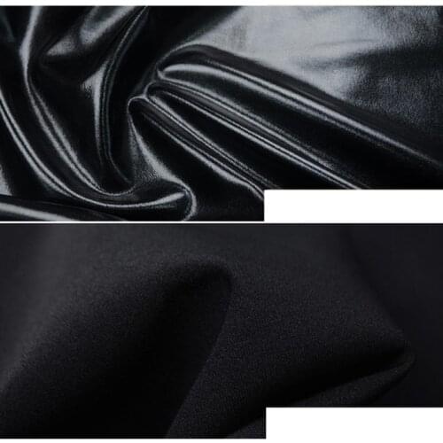 145cm*100cm High elastic thin style soft Black bright faux leather cloth shiny leather fabric stage dance bikini faux leather