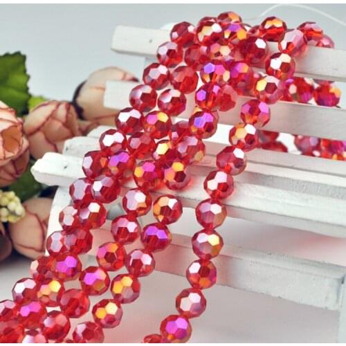 198pcs/lot 6mm Crystal Round Beads Loose Crystal Beads Red AB Color Faceted Glass Beads for Jewelry Making Bracelet DIY Beads