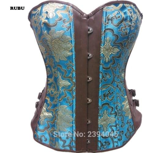 2016 Hot Sexy Printed Lace up Palace steampunk overbust corset Top Underwear Waist Fat Burner And Weight Loss Plus Size S-XXL