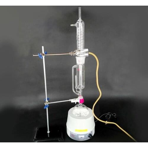 250ml-1000ml New Lab Soxhlet Extractor Essential Oil Steam Distillation Glassware Kits w/Thermostat Electric Heater Condenser