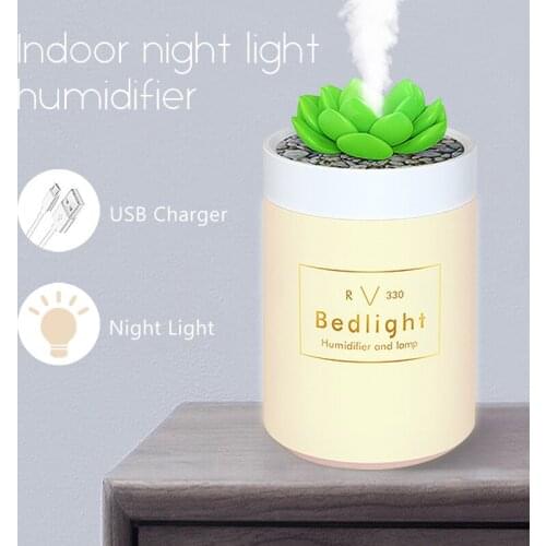 330ML Electric Air Humidifier USB Night Light Succulents Nano Atomizer Air Moisturizing Purifier Car Essential Oil Diffuser 36D