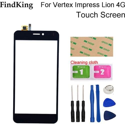5.0'' Mobile Touch Screen For Vertex Impress Lion 4G Touch Screen Digitizer Panel Front Glass Sensor Lens Tools 3M Glue
