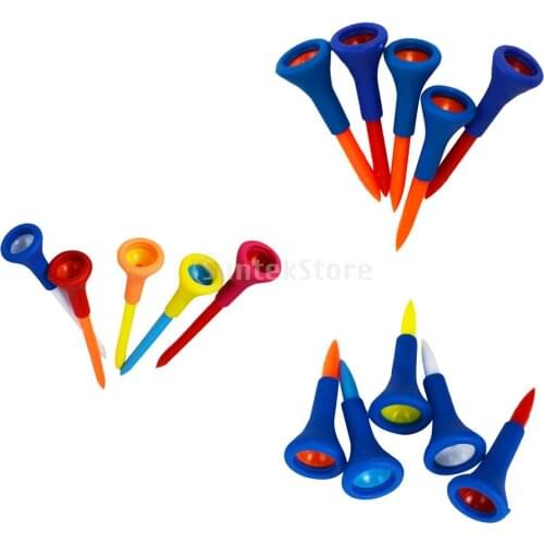 5 Pieces/Set Durable Soft Rubber Cushion Top Golf Tees Accessories Random Color Short Medium Long
