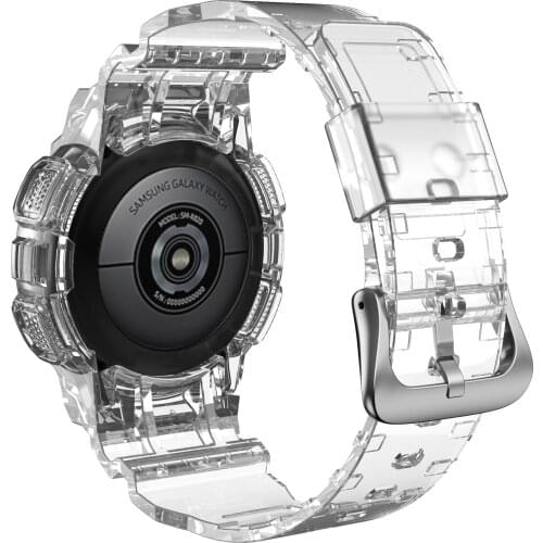 ANBEST Clear Watch Band with Protective Case Replacement for Samsung Galaxy Active 2 44mm Newest Soft TPU for Galaxy Active 2