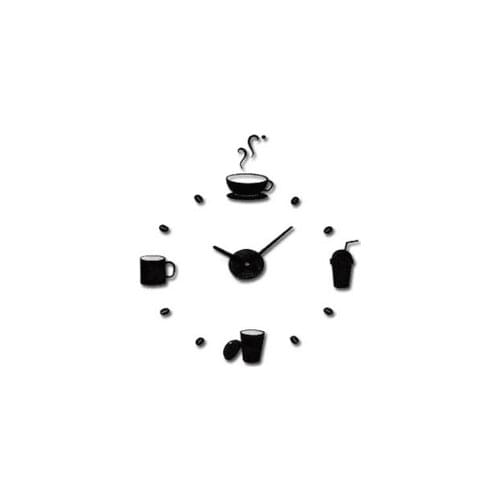 30PCS Coffee Cups Kitchen wall art 3d diy wall clocks mirror clock modern design watches home decoration DIY decor sticker
