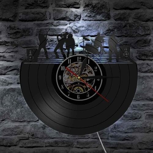 Rock Band On Stage Black & White Wall Art Clock Vintage Vinyl Record Clock Music Band Live Music Studio Decor Music Lover Gift