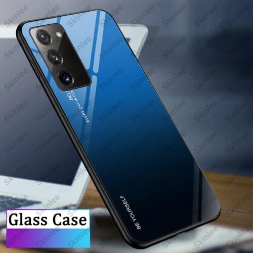 For Samsung Galaxy A03S A02S Case Gradient Color Tempered Glass Hard Shockproof Cover For Samsung S20 S21 FE Case