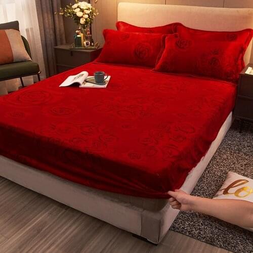 Home Textiles Winter Warm Fitted Sheets Dust Cover Protector Flannel Universal Mattress Cover Mink Cashmere Thicken Bed Sheet