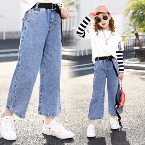 2020 spring autumn Kids Jeans For Girls Lovely Children demin boot cut Pants Casual Trouses Child Girls Jeans For 4-14Y
