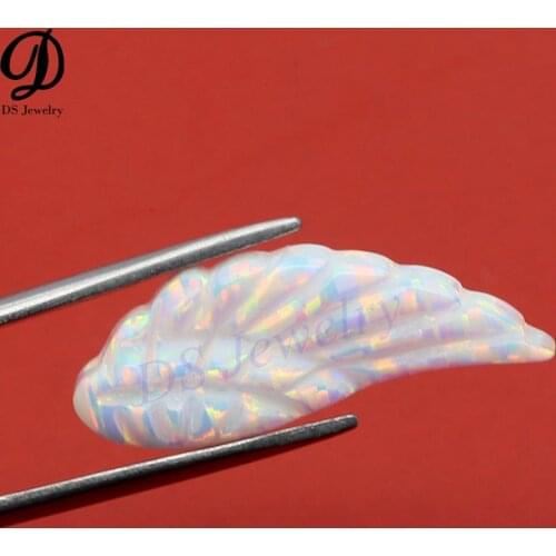China Factory Price Top Quality 9.6*24.8mm Carving Wing Synthetic Opal For Jewelry Making