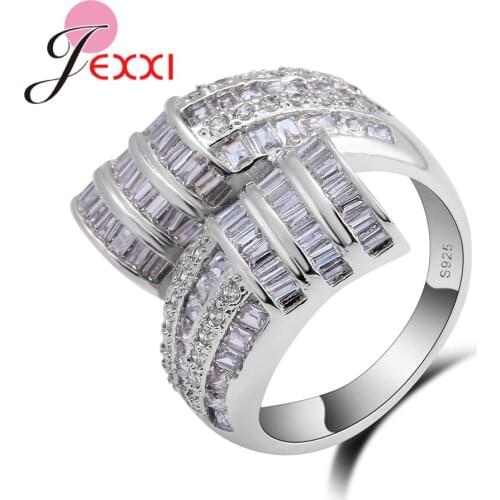 Hot 925 Sterling Silver Ring White CZ Cubic Zircon Jewelry Wedding Ring Attractive Party Engagement Female Women