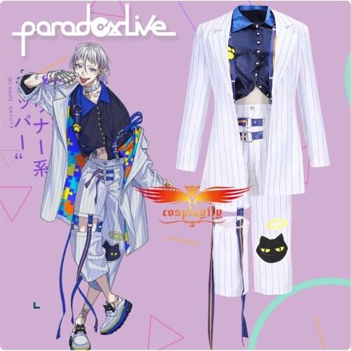 Anime Paradox Live The Cat’s Whiskers(TCW) Ryu Natsume Cosplay Costume for Women Men Adult Outfits Uniform Blue Shirt Halloween