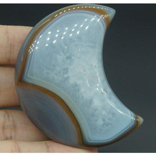 Moon Sculpture Natural Gemstone Agate Geode Figurine Crystal Healing Decor#11