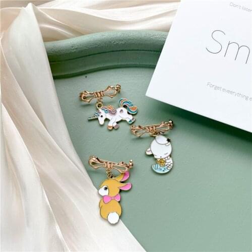 Fashion Cute Unicorn Rabbit Enamel Brooch For Women Girls Cartoon Animal Lapel Badge Pins Bag Clothes Jewelry Gifts