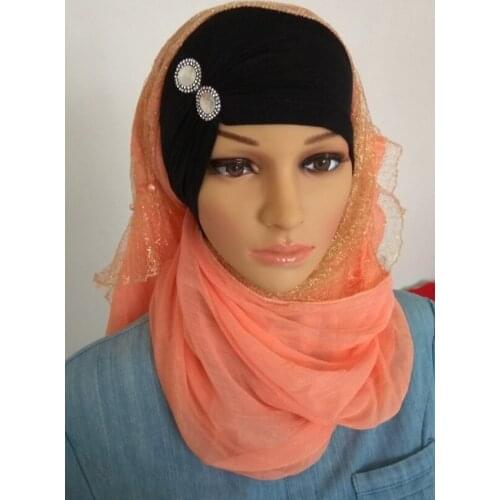 Muslim Lurex Beaded Scarf Hijab Arab Dubai Ramadan Party Shawl Headwear Islamic Women Mesh Long Scarves Jilbab Wrap Turban