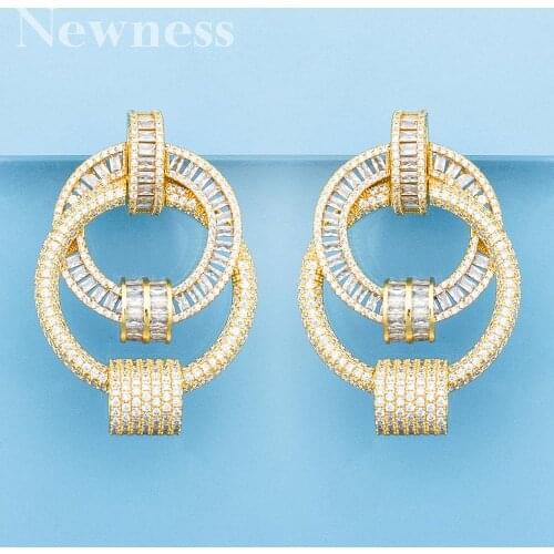 Newness Luxury Double Circle Full Micro Cubic Zircon Naija Wedding Party Earring Brincos boucle d'oreille 2020 Trendy BoheMIA